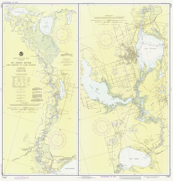 St Johns River - Lake Dexter to Lake Harney 1979 - Old Map Nautical Chart AC Harbors 11498 - Florida (East Coast)