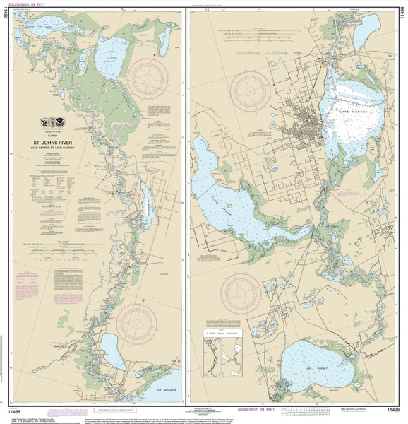 St Johns River - Lake Dexter to Lake Harney 2014 - Old Map Nautical Chart AC Harbors 11498 - Florida (East Coast)