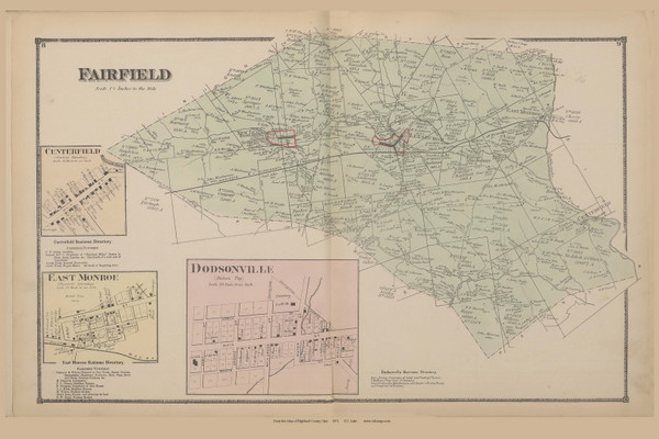 Fairfield Ohio 1871 Old Town Map Custom Reprint - Highland Co. Atlas 7