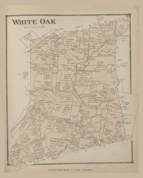 White Oak Ohio 1871 Old Town Map Custom Reprint - Highland Co. Atlas 18