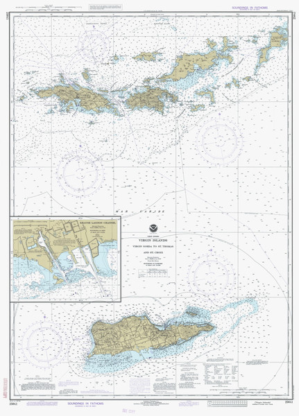 Virgin Gorda to St Thomas and St Croix 1981 - Old Map Nautical Chart AC Harbors 905 - Puerto Rico & Virgin Islands