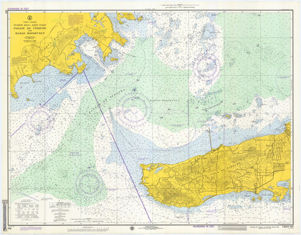 Pasaje de Vieques and Radas Roosevelt 1974 - Old Map Nautical Chart AC Harbors 940 - Puerto Rico & Virgin Islands Pasaje de Vieques and Radas Roosevelt 1974 - Old Map Nautical Chart AC Harbors 940 - Puerto Rico & Virgin Islands