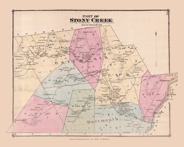 Stony Creek, New York 1876 - Old Town Map Reprint - Warren Co. Atlas 22