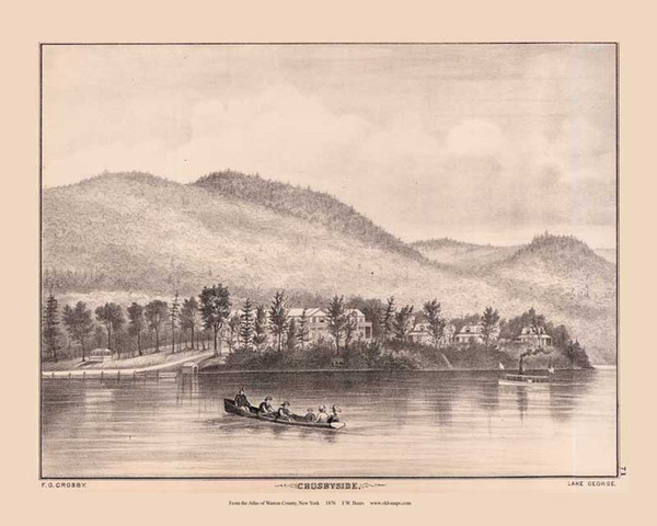 Crosbyside picture, New York 1876 - Old Town Map Reprint - Lake George - Warren Co. Atlas 27