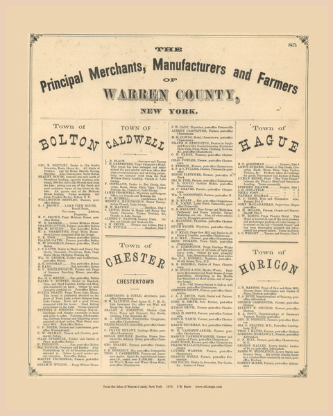 Text page, New York 1876 - Old Town Map Reprint - Warren Co. Atlas 97
