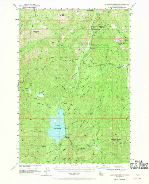 Deadwood Reservoir, Idaho 1953 (1970) USGS Old Topo Map Reprint 15x15 ID Quad 239028