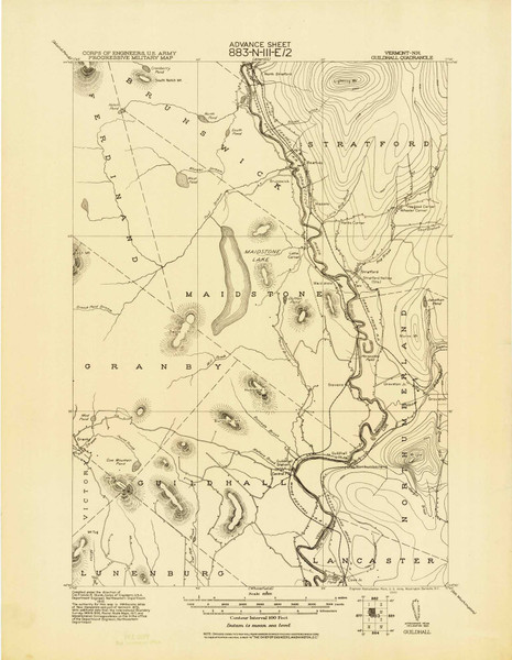 Guildhall, New Hampshire 1920 (1920) USGS Old Topo Map 15x15 NH Quad