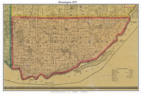 Bloomington, Hennepin Co. Minnesota 1879 Old Town Map Custom Print - Hennepin Co Bloomington, Hennepin Co. Minnesota 1879 Old Town Map Custom Print - Hennepin Co
