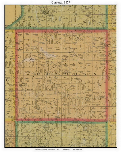 Corcoran, Hennepin Co. Minnesota 1879 Old Town Map Custom Print - Hennepin Co