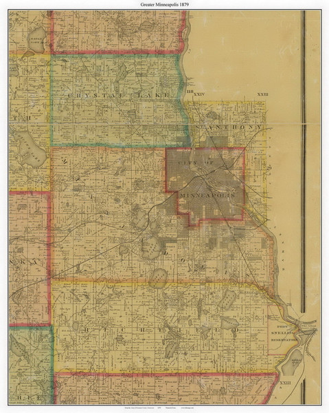 Greater Minneapolis, Hennepin Co. Minnesota 1879 Old Town Map Custom Print - Hennepin Co Greater Minneapolis, Hennepin Co. Minnesota 1879 Old Town Map Custom Print - Hennepin Co