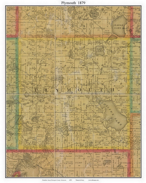 Plymouth - Medicine Lake, Hennepin Co. Minnesota 1879 Old Town Map Custom Print - Hennepin Co