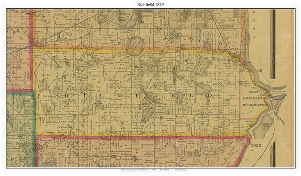 Richfield, Hennepin Co. Minnesota 1879 Old Town Map Custom Print - Hennepin Co