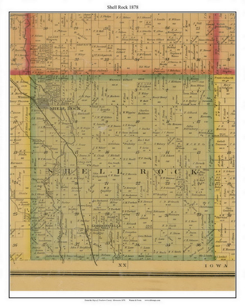 Shell Rock - Gordonsville, Freeborn Co. Minnesota 1878 Old Town Map Custom Print - Freeborn Co. Shell Rock - Gordonsville, Freeborn Co. Minnesota 1878 Old Town Map Custom Print - Freeborn Co.