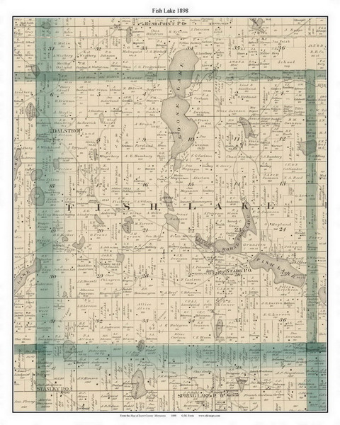 Fish Lake, Chisago Co. Minnesota 1898 Old Town Map Custom Print - Isanti Co. Fish Lake, Chisago Co. Minnesota 1898 Old Town Map Custom Print - Isanti Co.