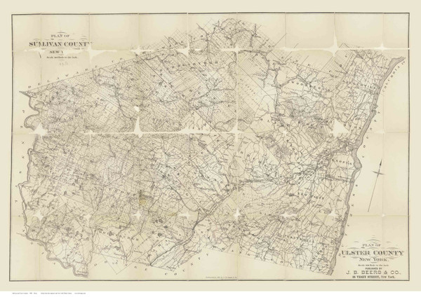 Sullivan & Ulster County New York 1880 - NY Counties Other