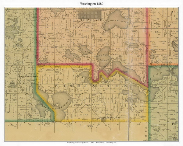 Washington, Le Sueur Co. Minnesota 1880 Old Town Map Custom Print - Le Sueur Co. Washington, Le Sueur Co. Minnesota 1880 Old Town Map Custom Print - Le Sueur Co.