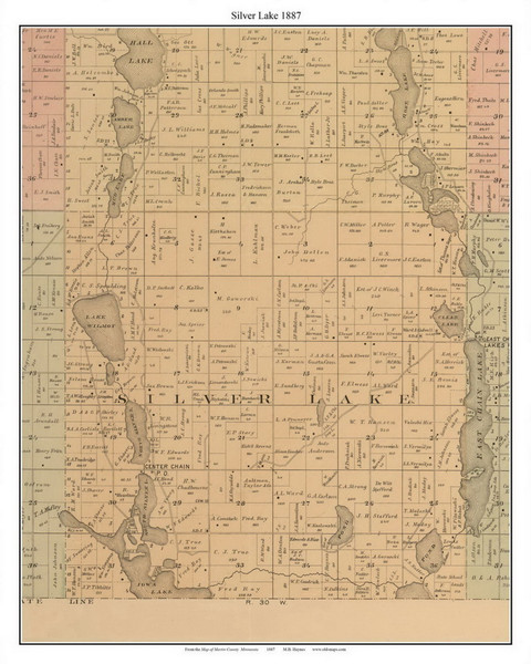 Silver Lake, Martin Co. Minnesota 1887 Old Town Map Custom Print - Martin Co. Silver Lake, Martin Co. Minnesota 1887 Old Town Map Custom Print - Martin Co.