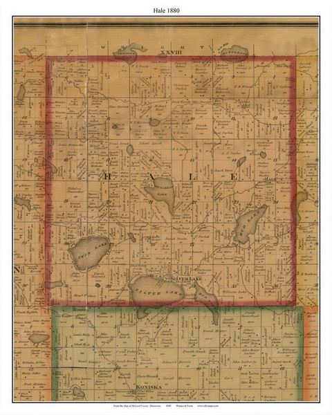 Hale, McLeod Co. Minnesota 1880 Old Town Map Custom Print - McLeod Co. Hale, McLeod Co. Minnesota 1880 Old Town Map Custom Print - McLeod Co.
