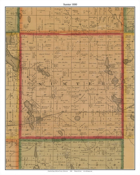 Sumter, McLeod Co. Minnesota 1880 Old Town Map Custom Print - McLeod Co.