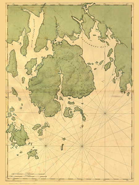 Mount Desert Island - Color Copy, Maine Old Map Reprint Des Barres 1776 - Cities Other