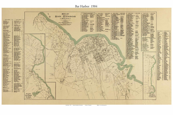 Bar Harbor, Maine Old Map Reprint Summer Residents Association 1904 - Cities Other