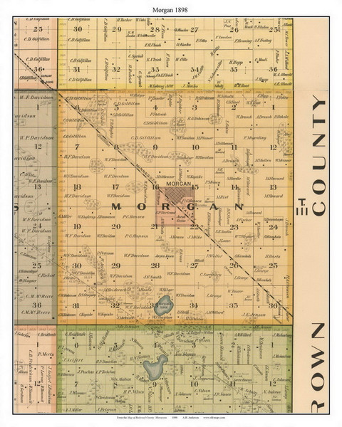 Morgan, Redwood Co. Minnesota 1898 Old Town Map Custom Print - Redwood Co. Morgan, Redwood Co. Minnesota 1898 Old Town Map Custom Print - Redwood Co.