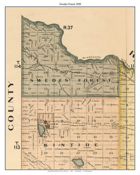 Swedes Forest, Redwood Co. Minnesota 1898 Old Town Map Custom Print - Redwood Co. Swedes Forest, Redwood Co. Minnesota 1898 Old Town Map Custom Print - Redwood Co.