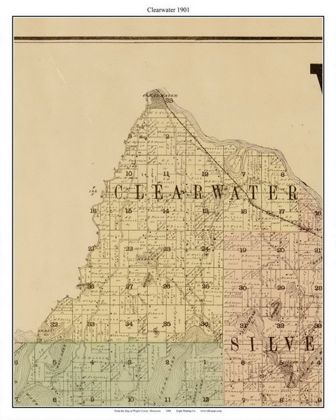 Clearwater, Wright Co. Minnesota 1901 Old Town Map Custom Print - Wright Co.