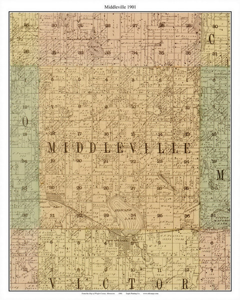 Middleville, Wright Co. Minnesota 1901 Old Town Map Custom Print - Wright Co.