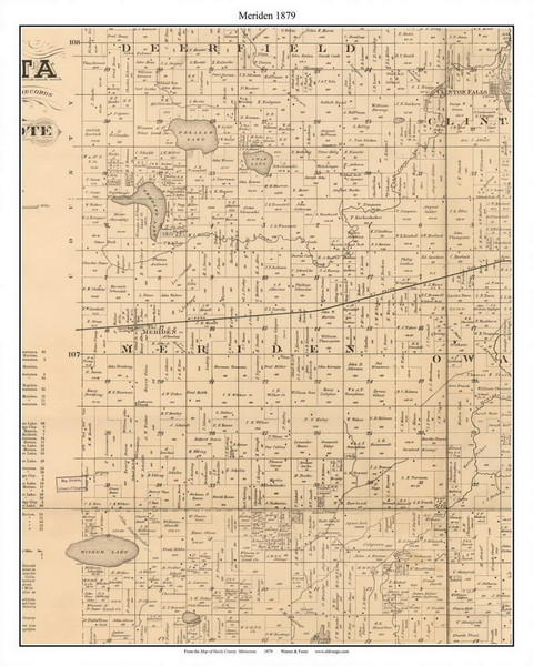 Meriden, Steele Co. Minnesota 1879 Old Town Map Custom Print - Steele Co.