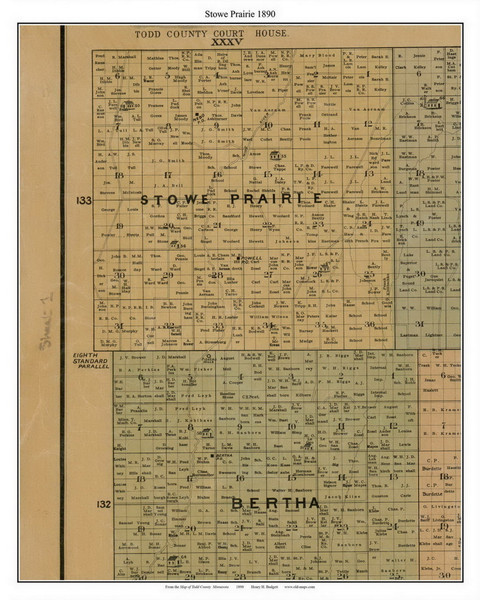 Stowe Prairie, Todd Co. Minnesota 1890 Old Town Map Custom Print - Todd Co.