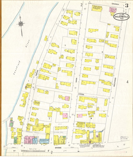 Shelburne Falls, MA Fire Insurance 1910 Sheet 3 - Old Town Map Reprint - Franklin Co.