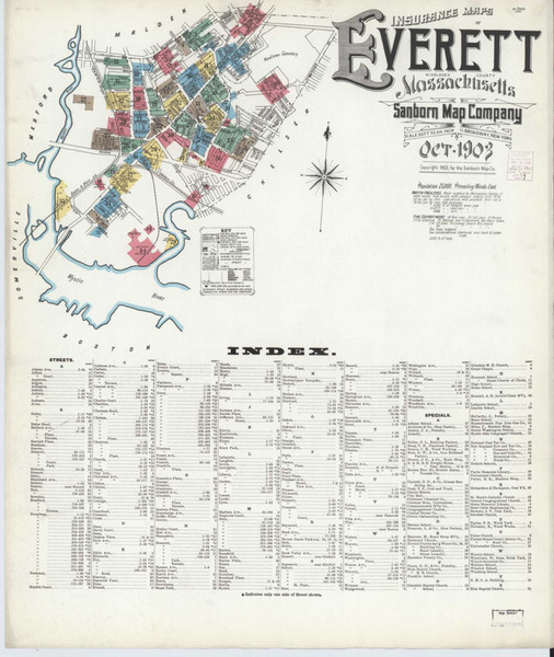 Everett Massachusetts 1903 - Fire Insurance Index - Old Map Reprint