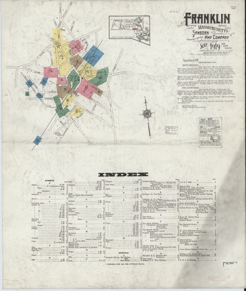 Franklin, 1919 - Old Map Massachusetts Fire Insurance Index Franklin, 1919 - Old Map Massachusetts Fire Insurance Index