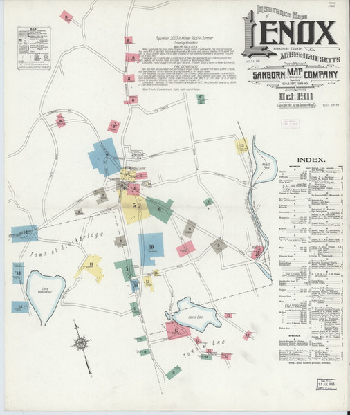 Lenox, 1911 - Old Map Massachusetts Fire Insurance Index Lenox, 1911 - Old Map Massachusetts Fire Insurance Index