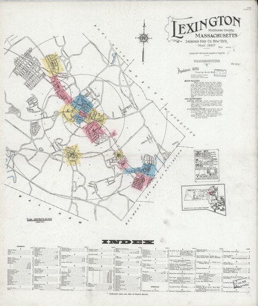 Lexington, 1927 - Old Map Massachusetts Fire Insurance Index