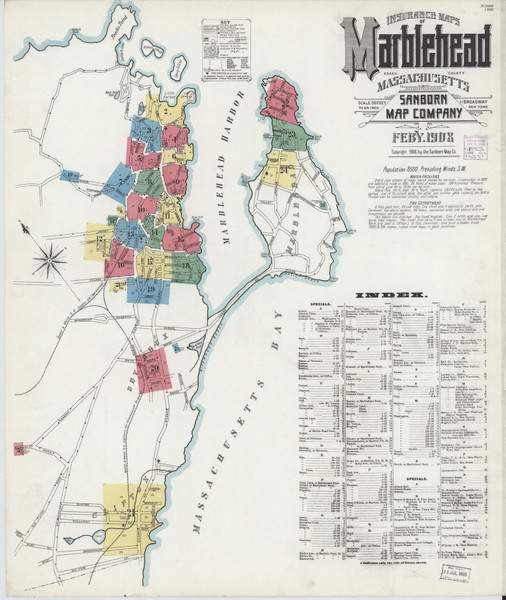 Marblehead, 1908 - Old Map Massachusetts Fire Insurance Index