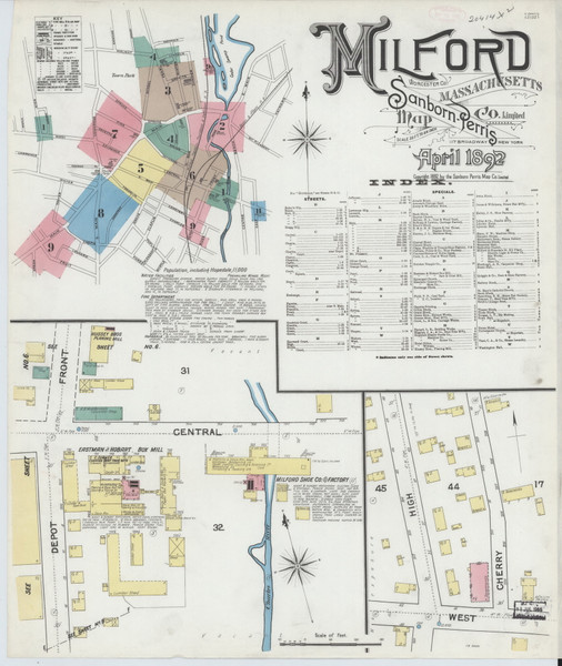 Milford, 1892 - Old Map Massachusetts Fire Insurance Index