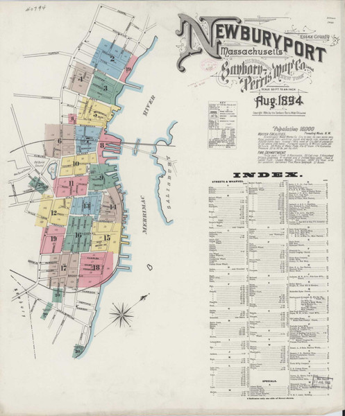 Newburyport Massachusetts 1894 - Fire Insurance Index - Old Map Reprint