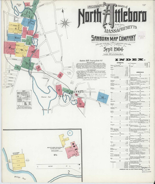 North Attleborough Massachusetts 1904 - Fire Insurance Index - Old Map Reprint
