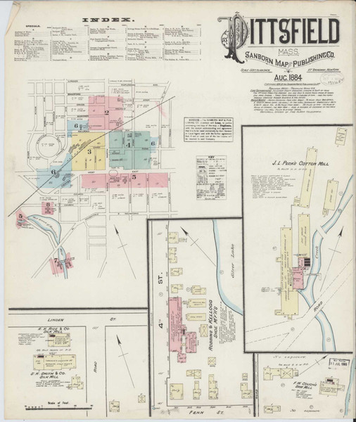 Pittsfield Massachusetts 1884 - Fire Insurance Index - Old Map Reprint
