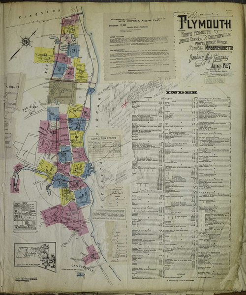 Plymouth Massachusetts 1948 - Fire Insurance Index - Old Map Reprint