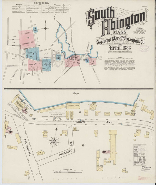 South Abington Massachusetts 1885 - Fire Insurance Index - Old Map Reprint