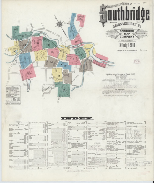Southbridge, 1911 - Old Map Massachusetts Fire Insurance Index