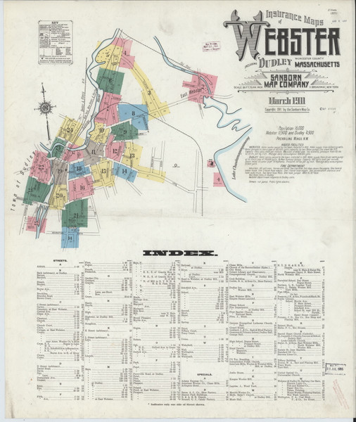 Webster, 1911 - Old Map Massachusetts Fire Insurance Index