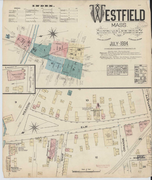 Westfield Massachusetts 1884 - Fire Insurance Index - Old Map Reprint