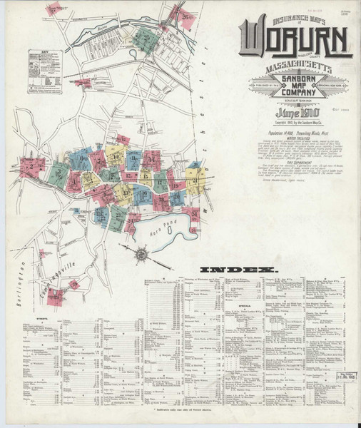 Woburn Massachusetts 1910 - Fire Insurance Index - Old Map Reprint