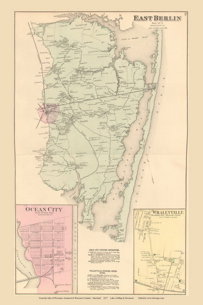 East Berlin, Maryland 1877 Old Town Map Custom Print - Worcester Co.
