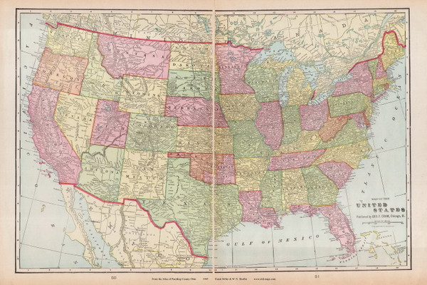 Map of the USA - Ohio 1905 - Paulding Co. Atlas 51-52