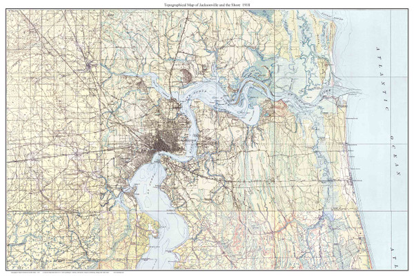 Jacksonville and the Shore 1918 - Custom USGS Old Topo Map - Florida Jacksonville and the Shore 1918 - Custom USGS Old Topo Map - Florida